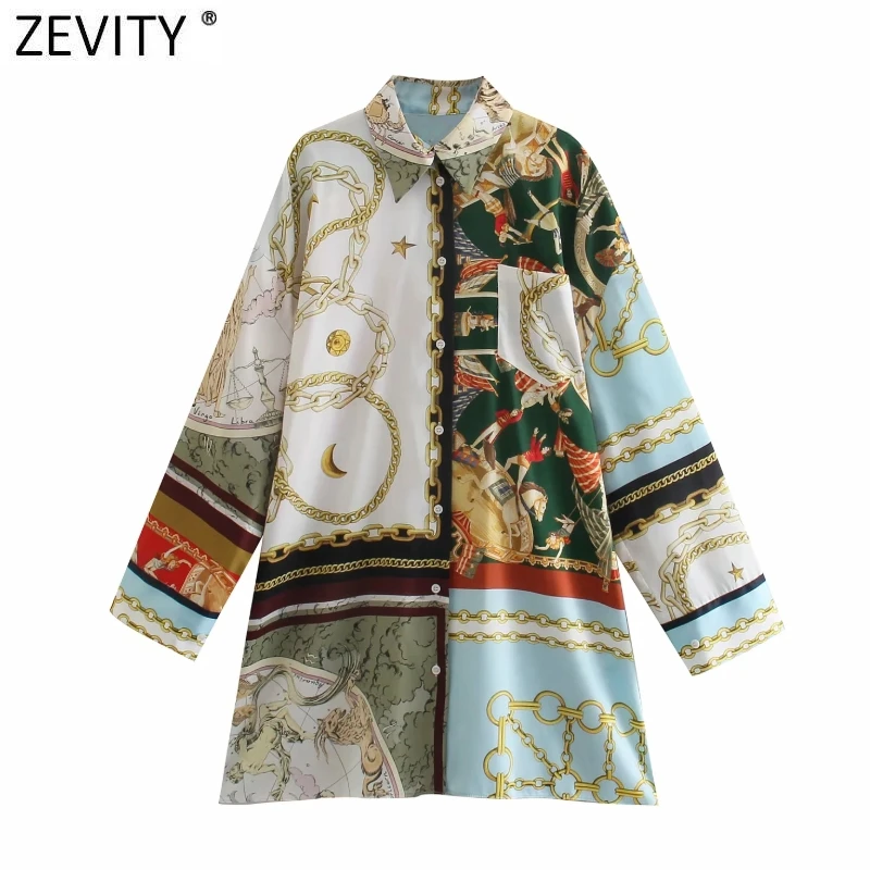 

Zevity New Women Vintage Cloth Patchwork Print Casual Loose Smock Blouse Female Retro Totem Kimono Shirt Chic Blusas Tops LS9002