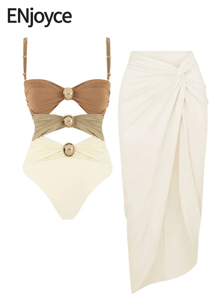 Высококачественный слитный купальник 2024 с крышкой Женский лоскутный бикини