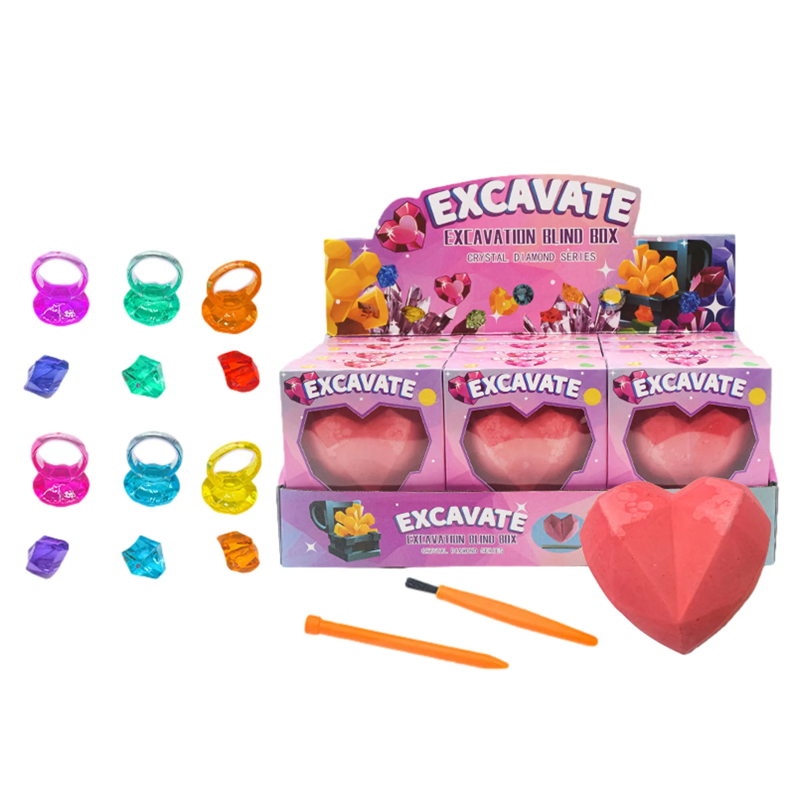 

Gemstone Dig Kit Gem Dig Kit Dig Up 12 Gemstones Rings Dig Science Kits For Kids Digs Heart Shaped Plaster For Gem Collection