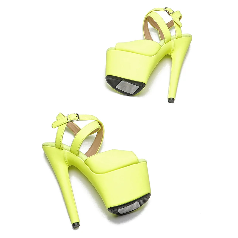 Leecabe 17CM/7Inch Matte PU  Platform Sandals  party High Heels Shoes Pole Dancing Shoes