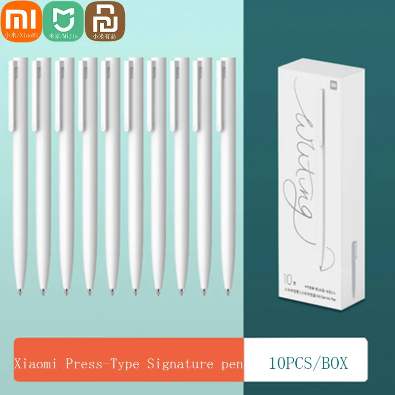 Фото Новый оригинальный xiaomi mijia 10 шт./кор. гель для ручек с прессованная вне сердечник Япония пополнения чернил 0,5 мм черный ЖК-дисплея ZTE ручка под... №1