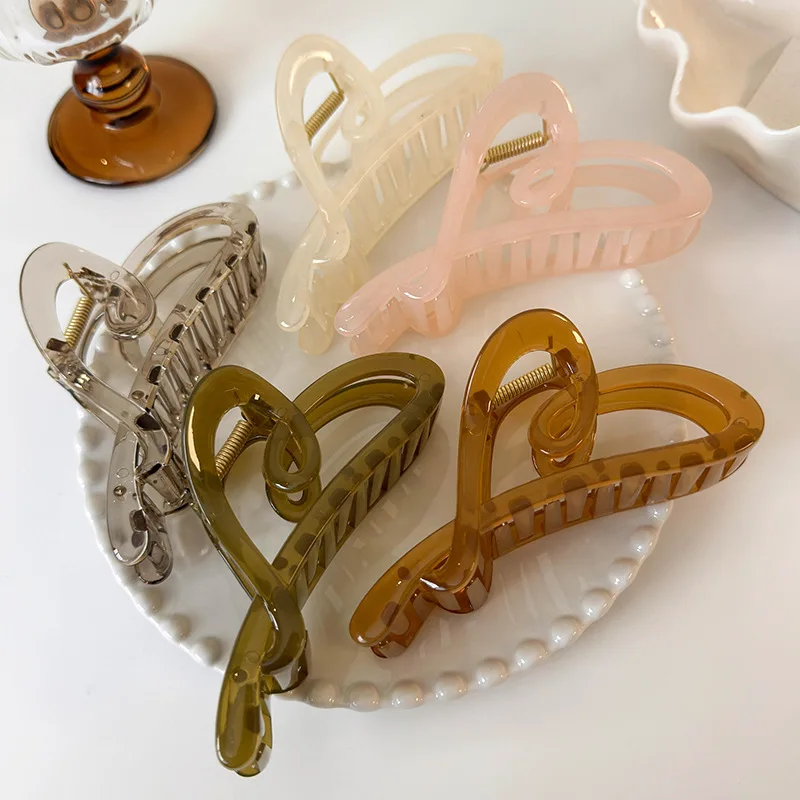 Однотонная шпилька для волос заколка-краб в виде персикового сердца акулы женщин