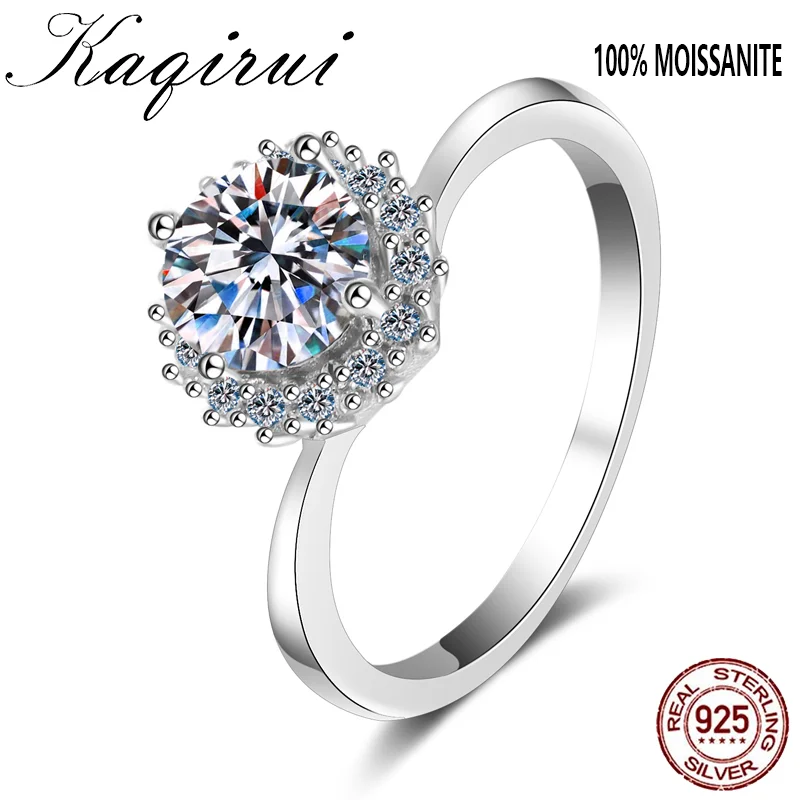 

Luxury Bohemian Elements 1 Carat Moissanite 925 Sterling Silver Ring Exquisite Jewelry Lover Charm Wedding Gift Certificate Fre