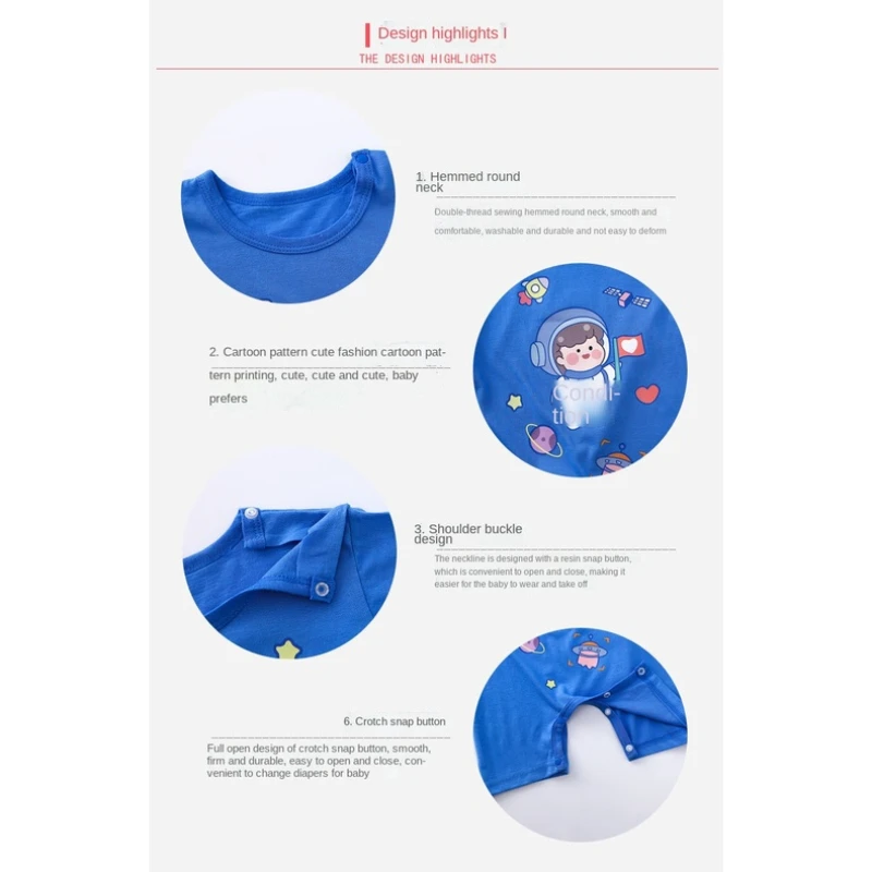 Хлопковый комбинезон для новорожденных мальчиков и девочек 0-24 месяцев