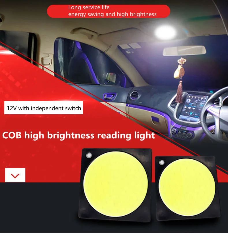

2Pcs 12-24V Car Truck Interior Reading Light 56LED COB High Brightness Car Van Truck Cabin Dome Roof Panel