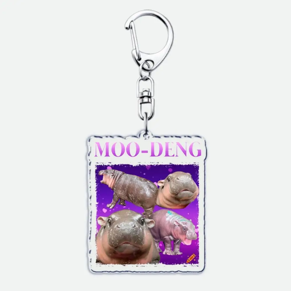 Moo Deng Meme брелок акриловый забавный детский бегемот с героями мультфильмов