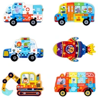 educational wooden jigsaw puzzle for kids animal parent child 3d cartoon traffic early learning montessori educational toys
