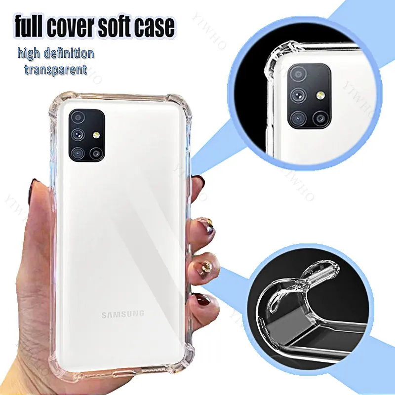 Мягкий чехол для телефона Samsung Galaxy M51, прозрачный, для Samsung M 51, 6,7 дюйма, SM-M515F, противоударный, с защитой от царапин, защитный чехол