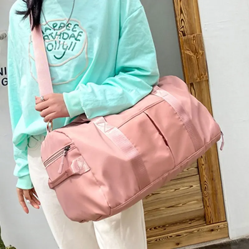 Elegant Dry/Wet Separated Pink Sport Duffle Bag for Men & Women with Soft Material, Gym Bag Training Handbag Yoga Bag Travel Bac