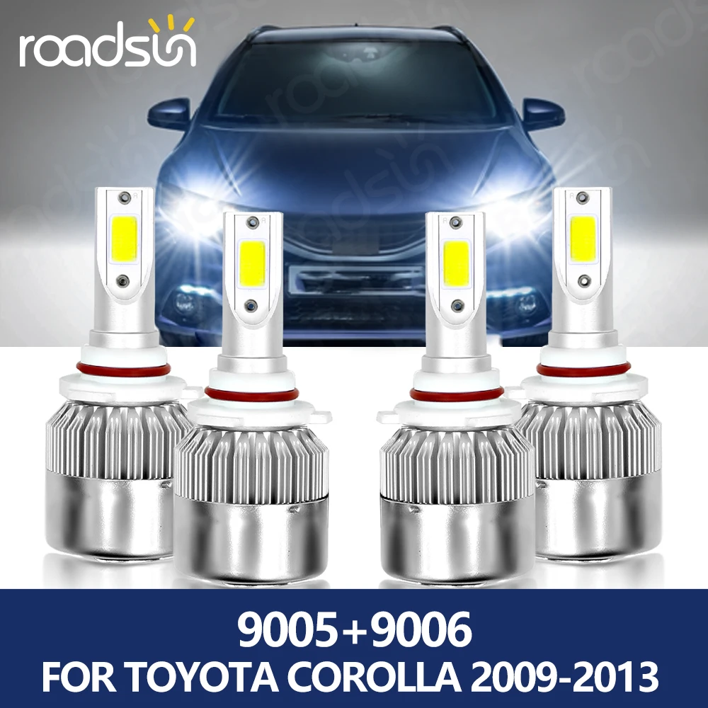 

roadsun 9005 Car Headlight 8000Lm 70W HB3 9006 HB4 Auto LED Lamp COB Chip 6000K White High Low Beam for Toyota Corolla 2009-2013
