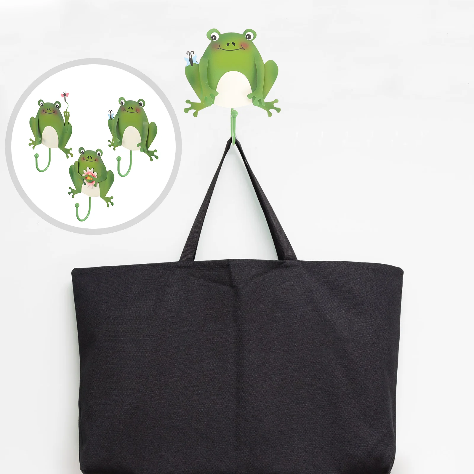 

3pcs Wall Hooks Wall Mounted Keychain Hanger Novelty Frog Molding Key Hooks