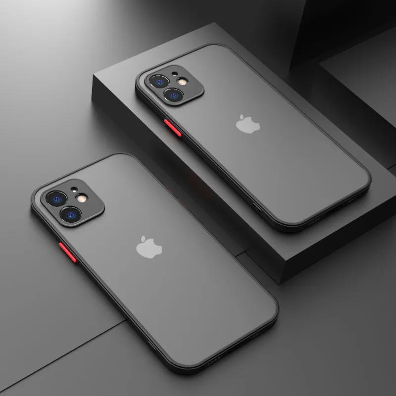 

Shockproof Armor Matte Case For iPhone 13 12 11 Pro Max XR XS X 7 8 Plus SE Mini Luxury Silicone Bumper Clear Hard PC Cover Capa