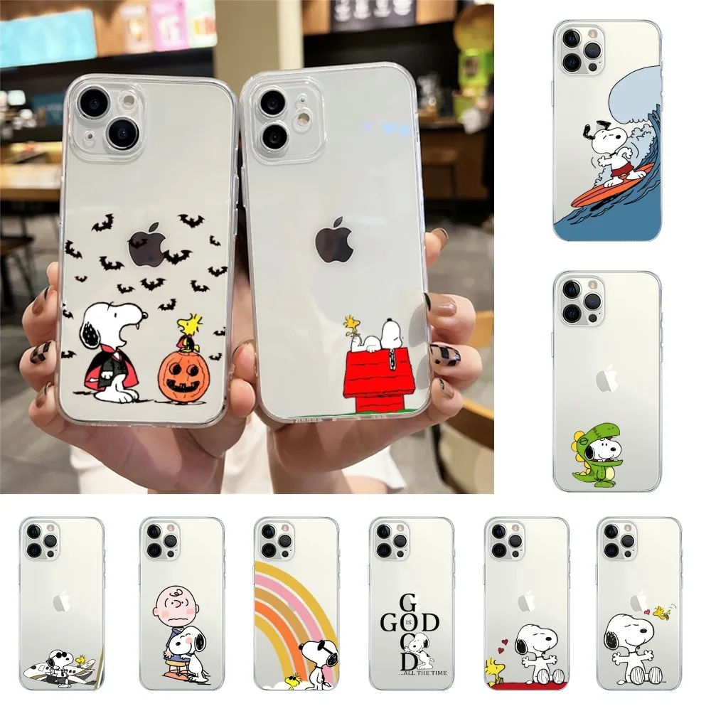 Чехол для телефона с рисунком S-Snoopys Iphone 15 11 13 14 Pro Max 7 8 Plus X Xr Xs 16pro 12 mini прозрачный