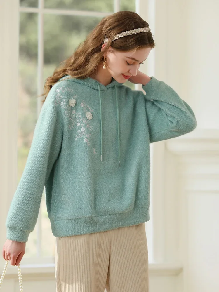 Женский кашемировый свитер с капюшоном I BELIEVE YOU 2023 мягкий свободный Зимний