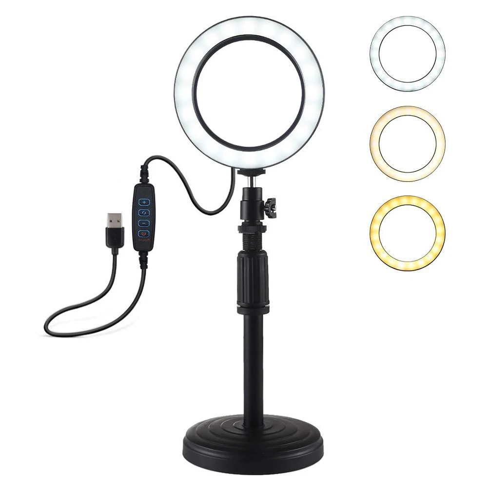 Dimmable Ring Light Selfie LED Round Lamps USB With Phone Holder Tripod Stand For Tiktok Video Light Makeup Photography Set enlarge
