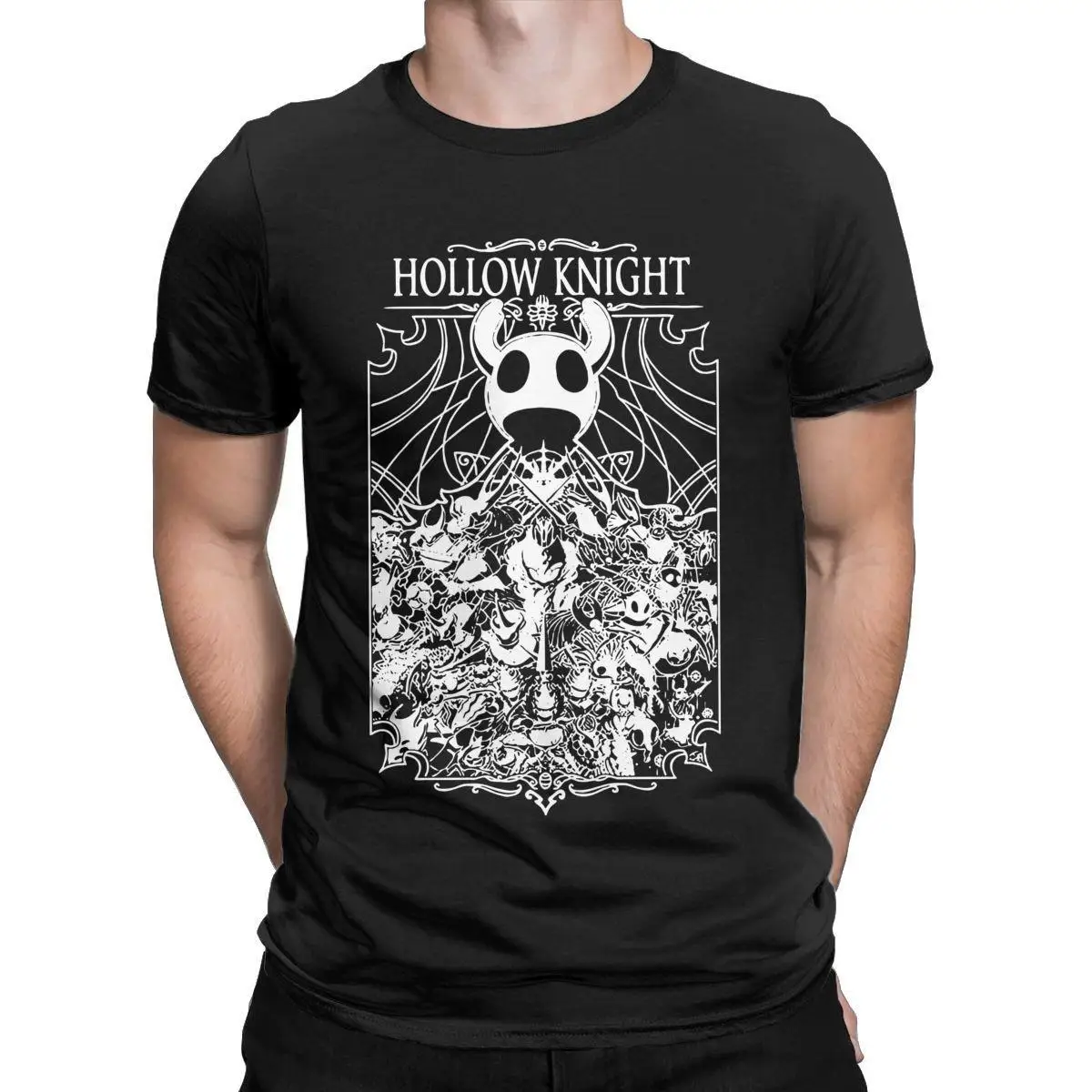 Hipster Hollow Knight Video Game T-Shirt for Men Round Neck Cotton T Shirt Short Sleeve Tees Printing Clothes