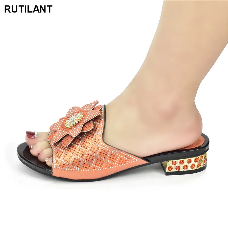 Low Heels Open Toe Pumps Wedding Shoes Bride Italian Women Decorated with Rhinestone Ladies and Sandals |