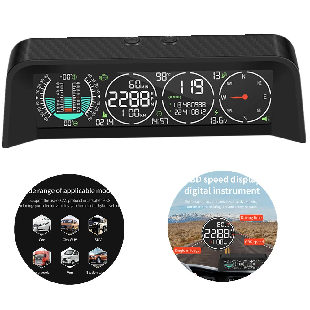 

1set X92 Car Head Up Display With HUD HD LCD Display Screen Smart GPS Tire Pressure Monitor Multi-functionality AI Alarm Durable
