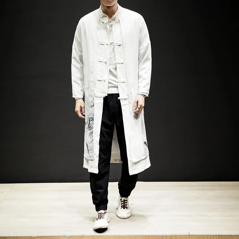 Мужской винтажный костюм с пряжкой белый Повседневный длинный жакет