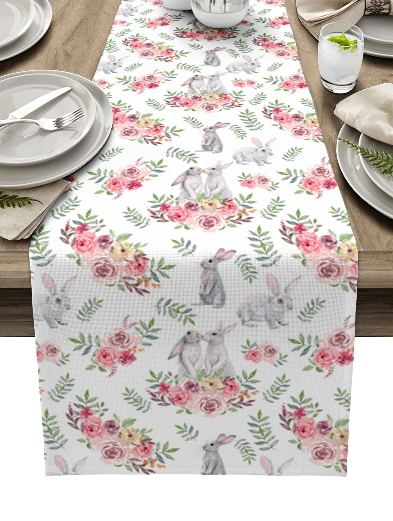 

Пасхальные украшения 2023, пасхальный весенний цветок, кролик, Настольная дорожка, свадебное украшение, домашний обеденный стол, коврики, пра...