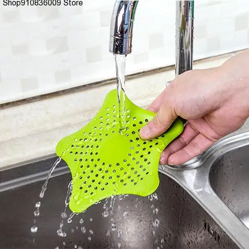 

New kitchen silicone five-pointed star sink filter bathroom sucker floor drains shower hair sewer filter colanders strainer