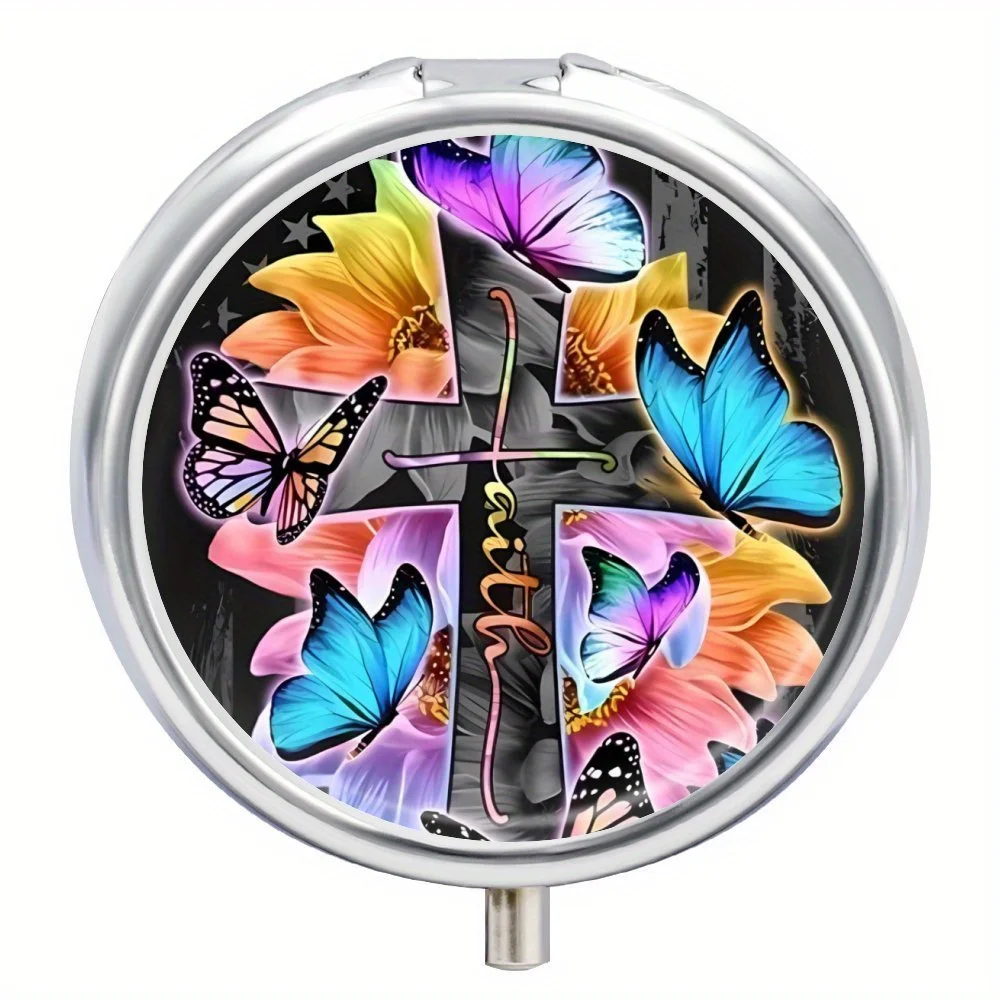 Органайзер для таблеток-бабочек — компактный 3-секционный металлический футляр