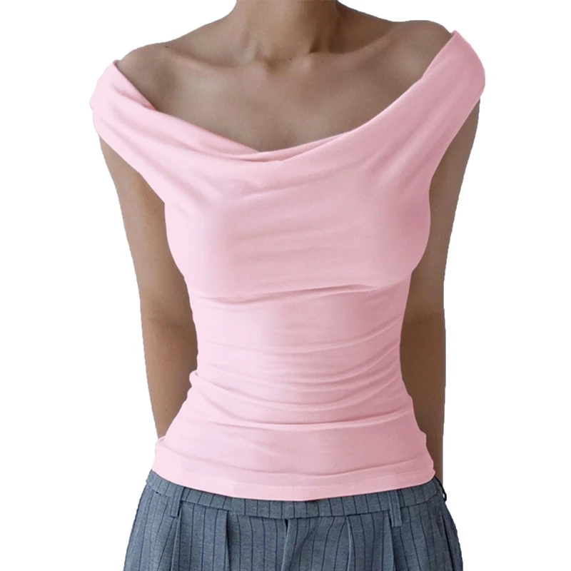 

Lightweight Sleeveless T-shirt Solid Color Y2k Style Teenager Skinny Clothes