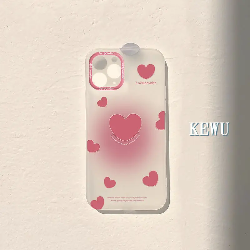 

cute lovely love heart matte phone case for iphone 11 pro max 13 12 mini shockproof back cover for iphone xr xsmax x se 2 8 plus