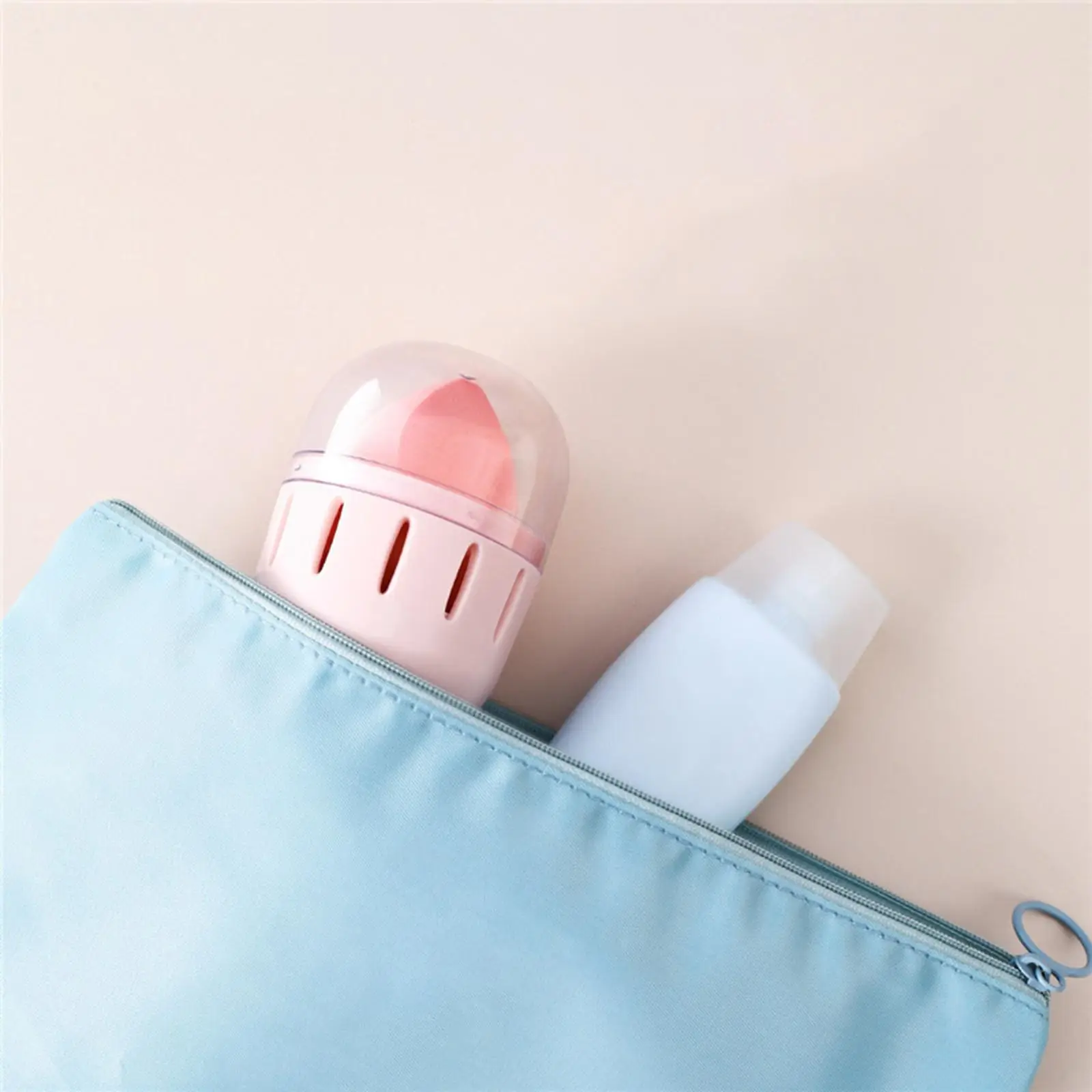 Portable Makeup Sponge Holder with Clear Lid Dustproof Stand Holder Beauty Sponge Blender Container Storage Box for Travel Home