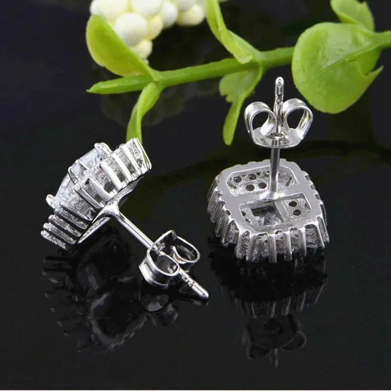 Новый новый дизайн серьги-гвоздики геометрической формы кристаллы с кубическим