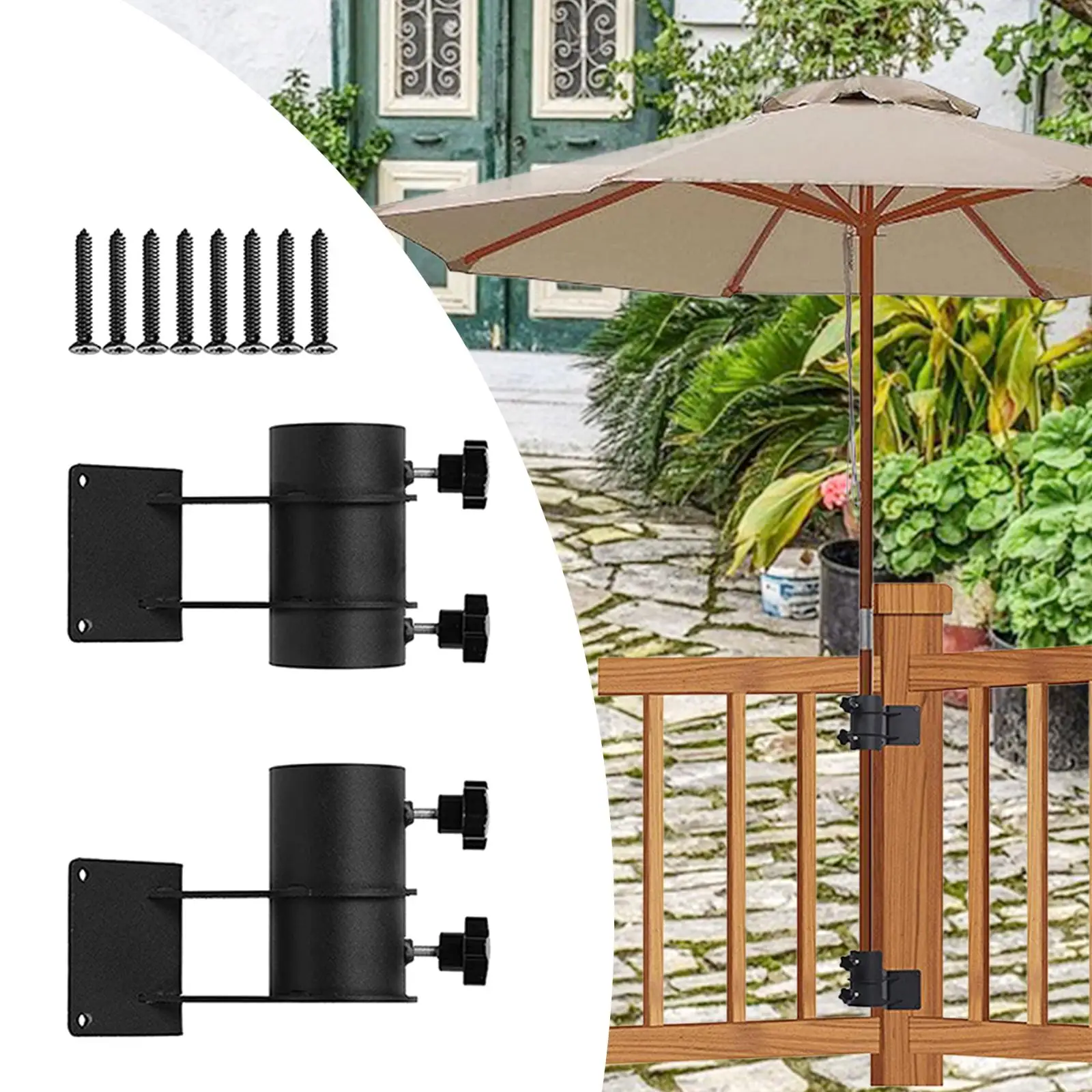 

2x Umbrella Holder Stand Rack Metal Clamp Courtyard Bleacher Parasol Base