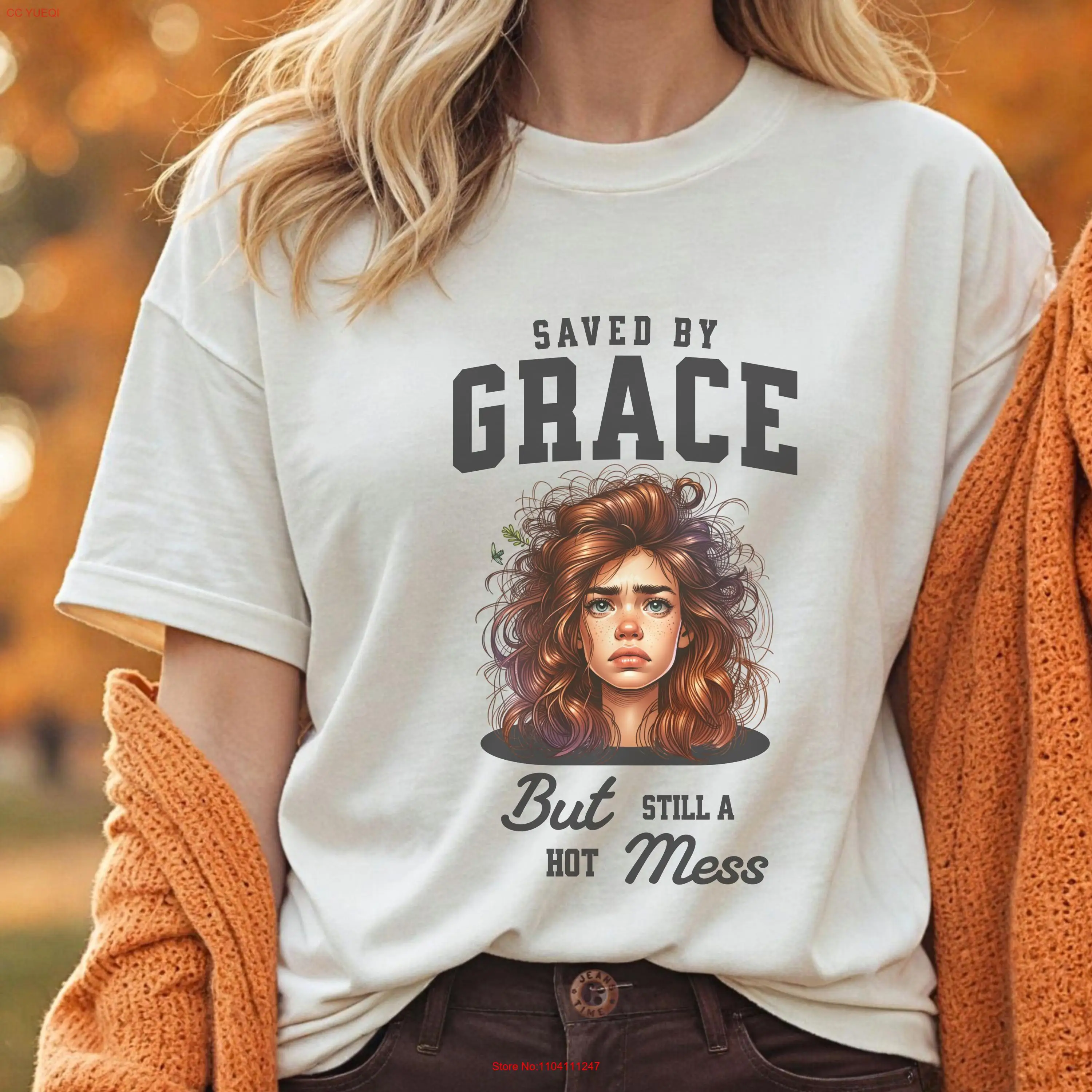 Религиозная футболка Comfort Colors Saved by Grace Christian Bible Verse Faith Женская церковная с