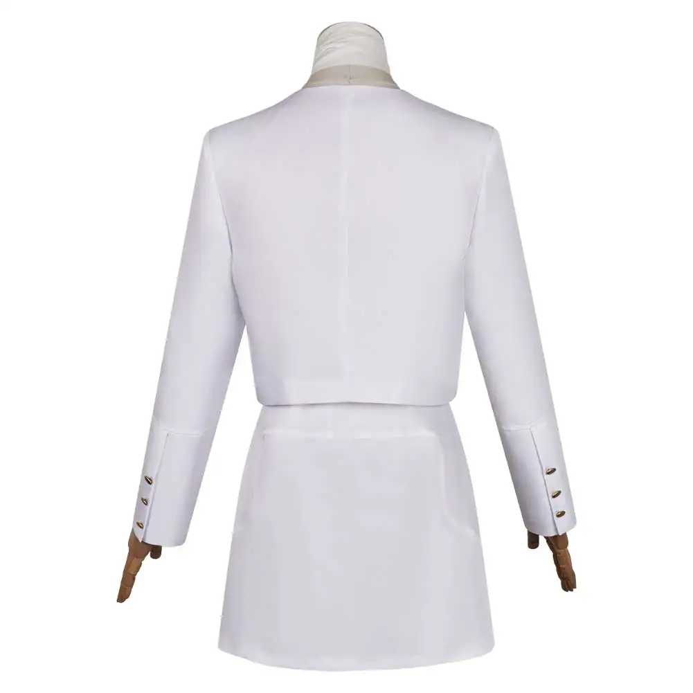 София Косплей Костюм Соколада Униформа злодея Белые костюмы Пальто Юбка Серьги