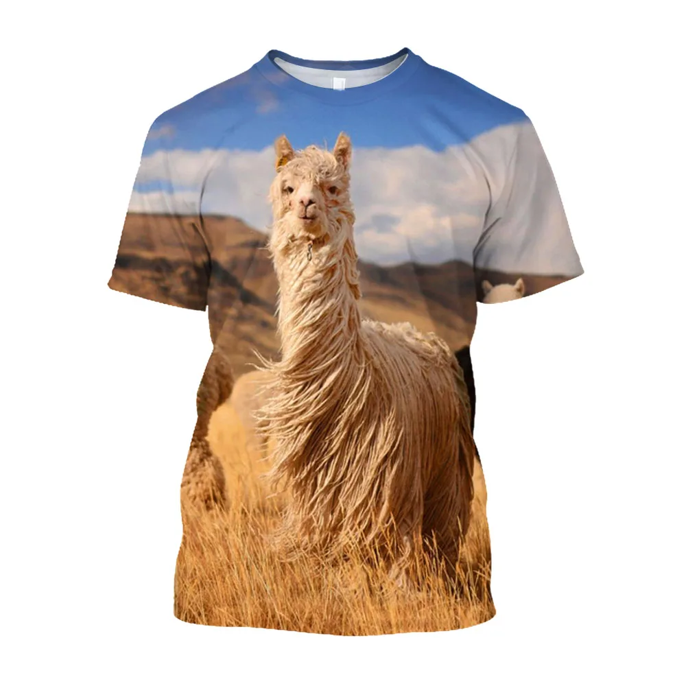 

Jumeast 3D Alpaca Printed Animal T-shirts Oversized Baggy T Shirts for Men Casual Fashion Kawaii Loose Youth Clothing T-shirty