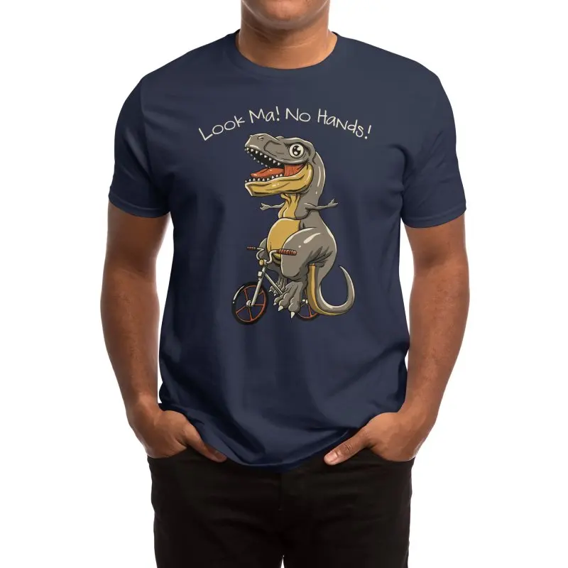 

Look, Ma! No Hands! Funny T Rex Dinosaur Ride Bicycles Mens T-Shirt. Summer Cotton Short Sleeve O-Neck Unisex T Shirt New S-3XL