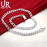 urpretty 925 sterling silver 10mm 20 inch men necklace side chain atmospheric statement necklace gift party jewelry