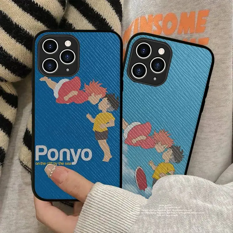 

Anime Ponyo On The Cliff Phone Case Hard Leather Case for iPhone 11 12 13 Mini Pro Max 8 7 Plus SE 2020 X XR XS Coque