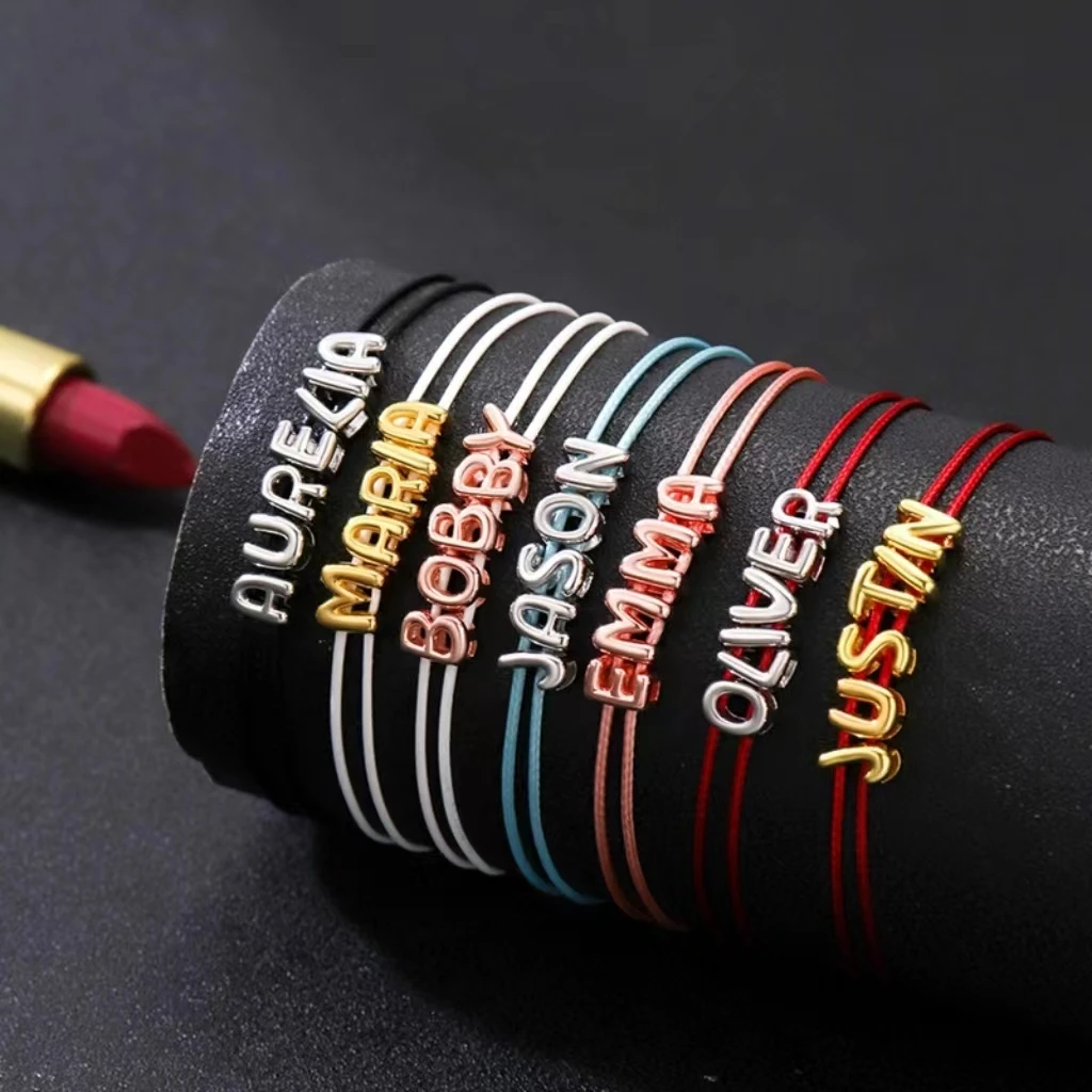 MIGALofe плетеный браслет на заказ с буквами-пузырями сделай сам крупный алфавит