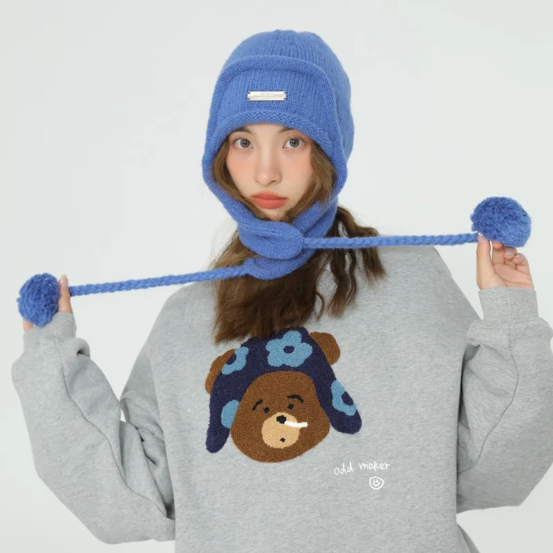 

Шапка-бомбер мужская вязаная утепленная, на осень/зиму