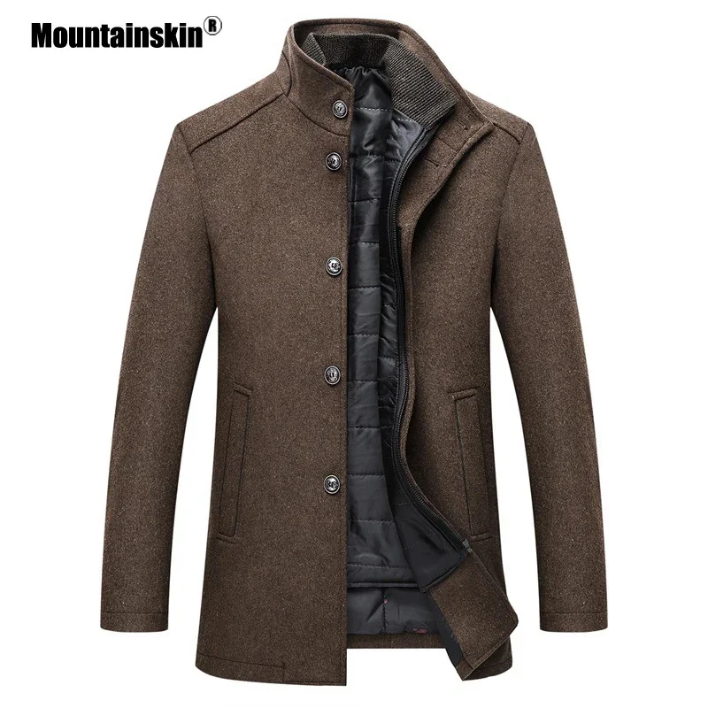 

Мужская зимняя приталенная куртка Mountainskin, плотное теплое шерстяное пальто с регулируемым жилетом, брендовая одежда, SA857