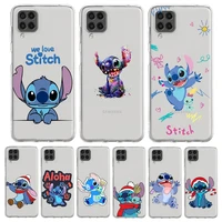 cute stitch transparent case for samsung galaxy a52 a12 a51 a32 a71 a21s a02s a31 a72 a41 a11 soft tpu phone cover shell
