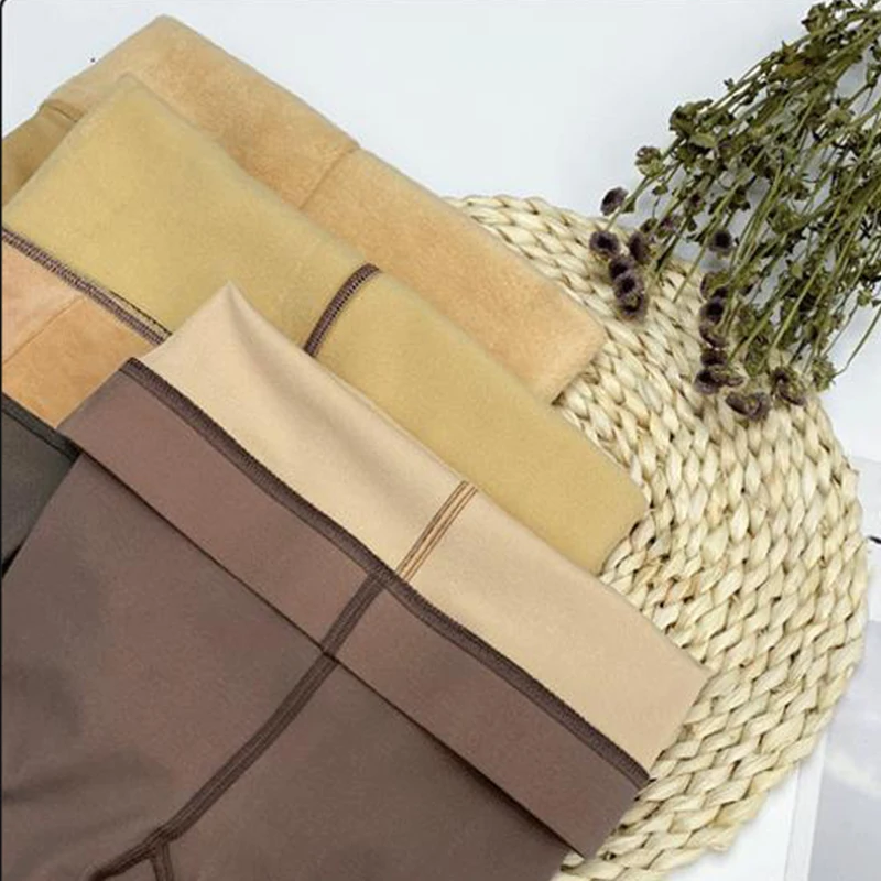 Autumn Winter High Waist Hosiery Elastic Warm Leggings Ladies All-match Translucent Tights Plus Velvet Stockings Women's Socks