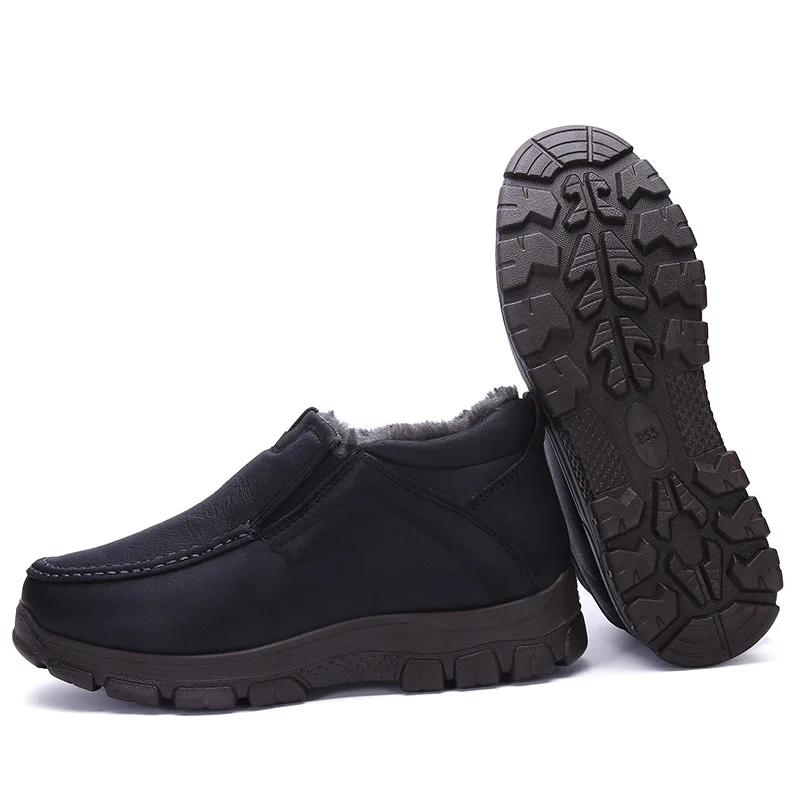 Winter Sports Shoes for Men Middle-aged Thick Plush Warm Elderly Slip-on Walking Shoes Comfortable Soft Sole Outdoor Footwear