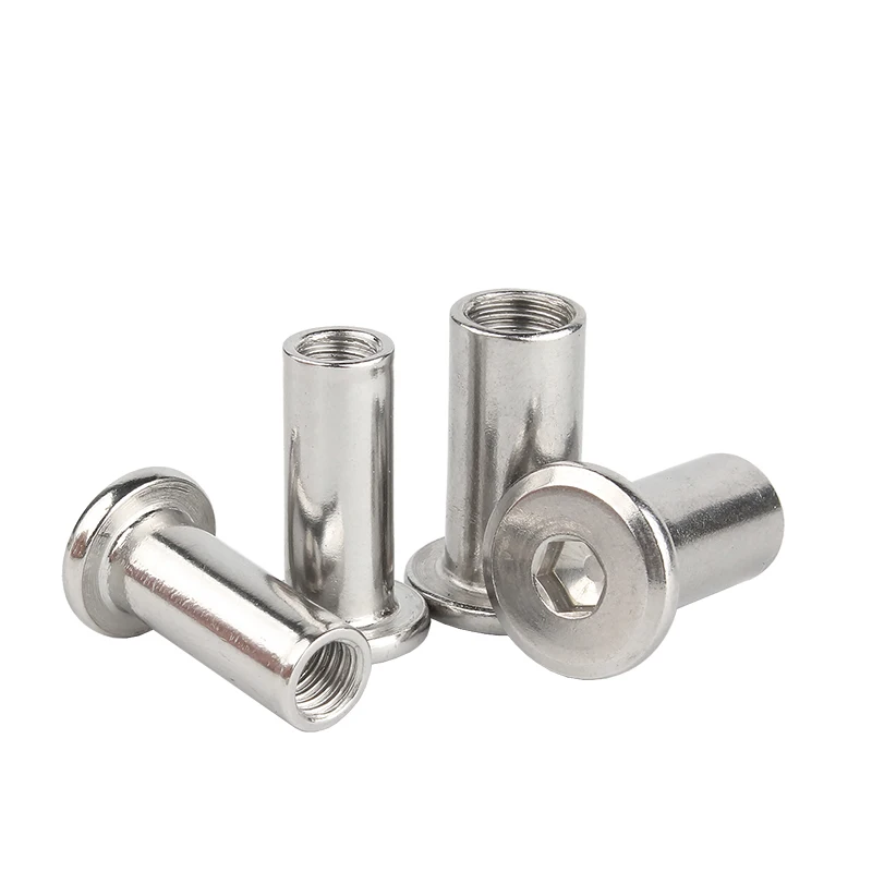 5/ 10/ 20pcs M3 M4 M5 M6 M8 304 Stainless Steel Large Flat Hex Hexagon Socket Head Rivet Connector Insert Joint Sleeve Cap Nut - купить по