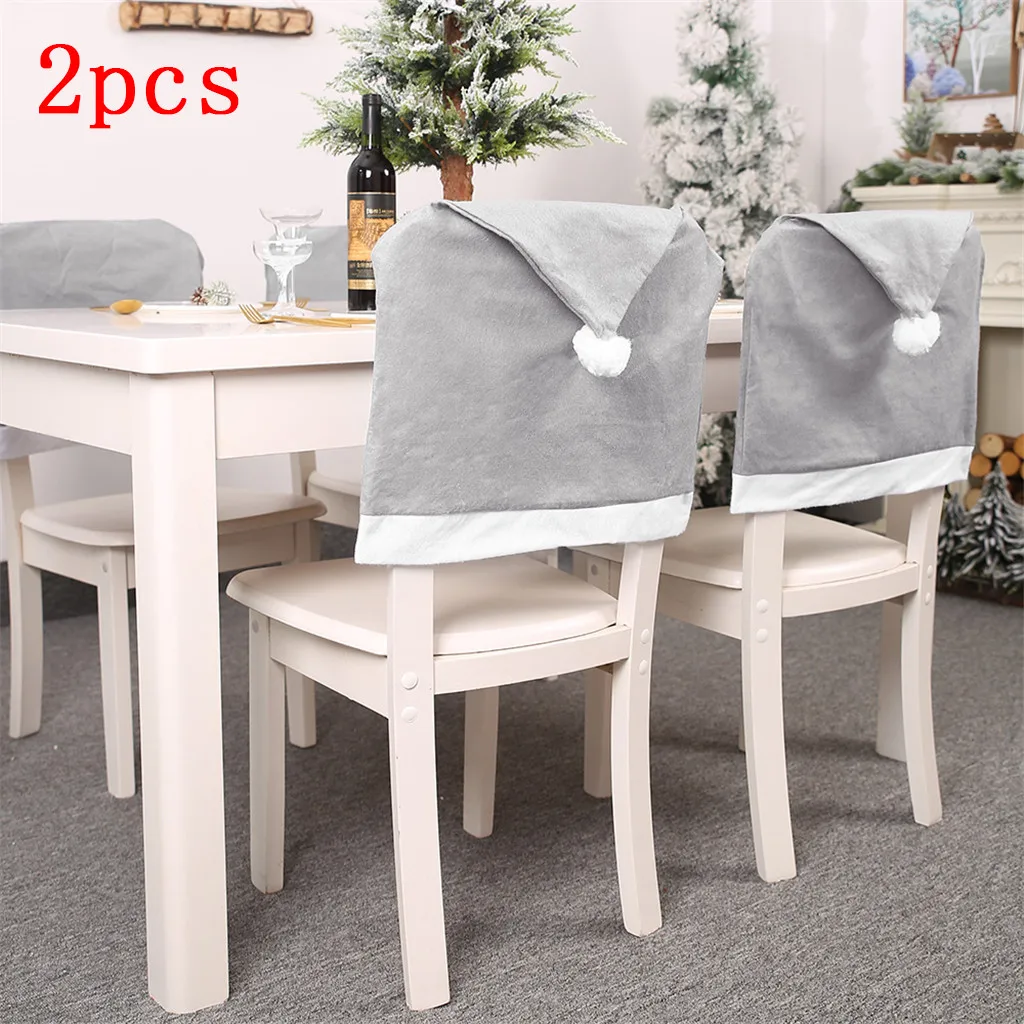 

Gray Stool Hat Big Non-woven Set Christmas Cover Chair Decoration Home Decor