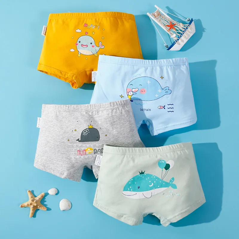 

4PCS/LOT Children Boys Underwear Cartoon Children's Shorts Panties Baby Boy Toddler Boxers Stripes Teenagers Cotton Underpants
