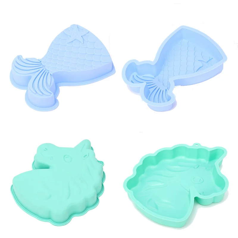 

3D mermaid Horse Head shape Silicone Pastry Cake Mold DIY Baking pan Baking Tools Art Cake Baking Tray Tool Model