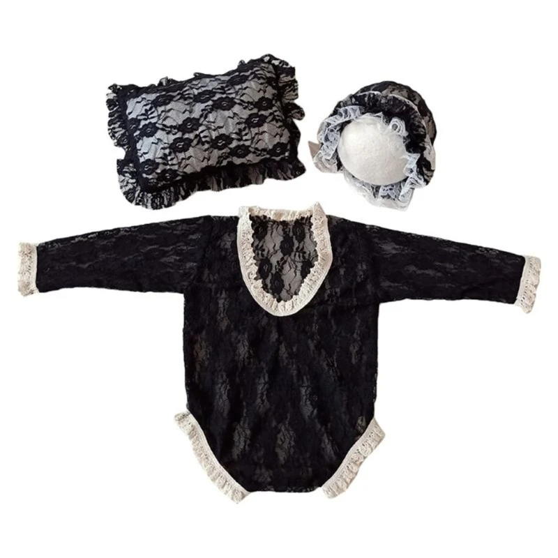 Реквизит для детской фотографии кружевной комбинезон и шапка подушка позы