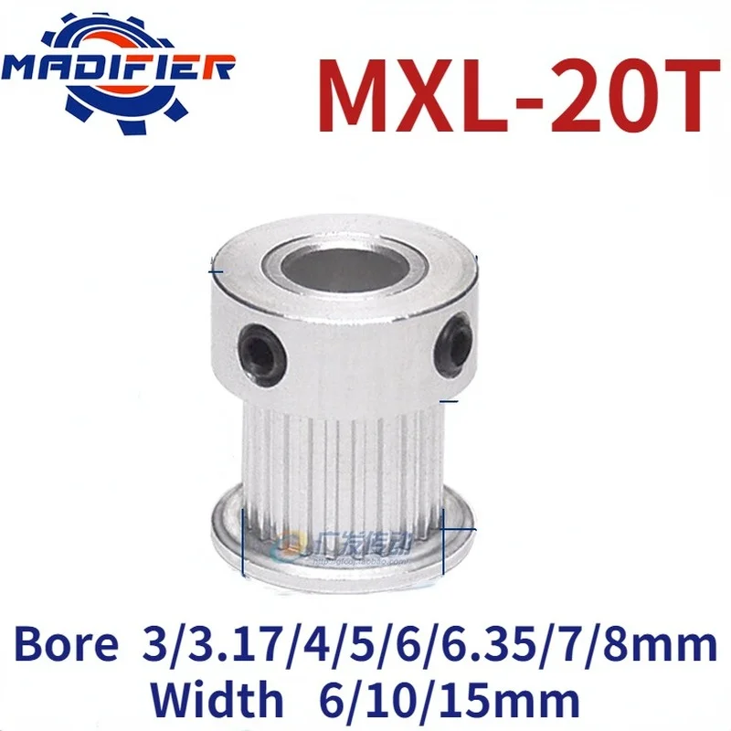 

MXL 20 Teeth/T Synchronous Wheel Belt Boss Synchronous Belt Pulley Groove Width 6/10/15mm Inner Hole 3/3.17/4/5/6/6.35/7/8mm