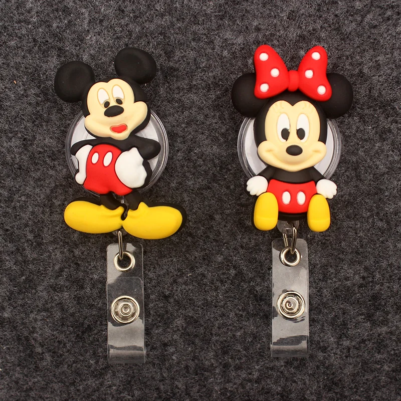 

Big Size Mickey Minnie Style Badge Reel Nurse Workers Enfermera ID Holder Girl Boy Retractable Name Card Holder Accessory